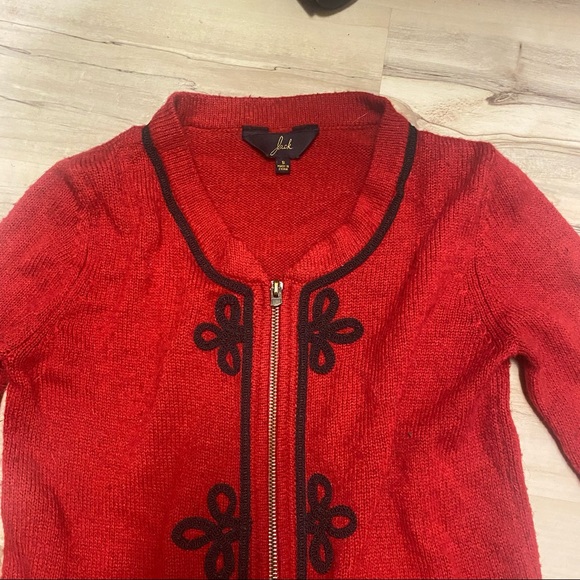 Red Zipper Cardigan/Light Jacket w/ Embellishments— Soft & Warm!!! - Picture 3 of 7